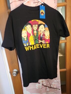 NWT MTV DARIA Black Graphic 'WHATEVER' Character Tee
